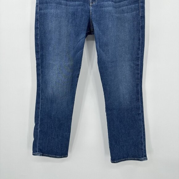 FRAME LE HIGH STRAIGHT JEANS stretch denim ankle high rise crop bestia blue 33 - Picture 4 of 8